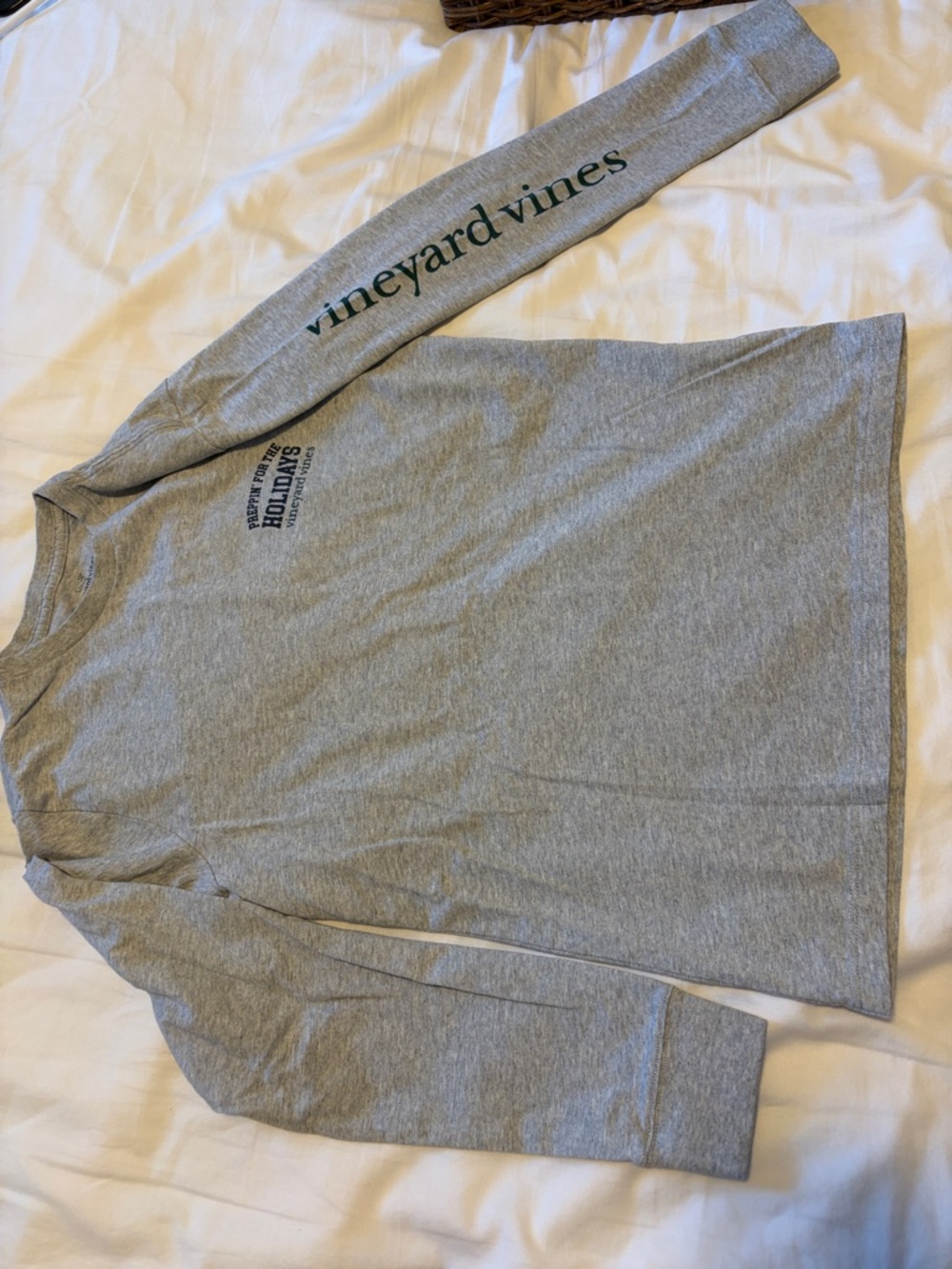 Vineyard Vines Heather Gray Long Sleeve Logo Tee